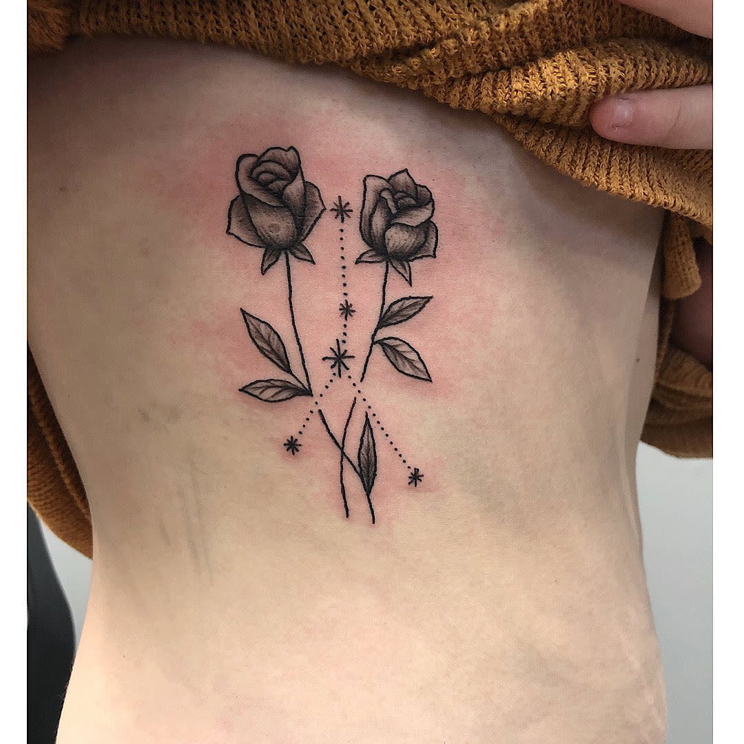 Cancer Zodiac with Flower Tattoo